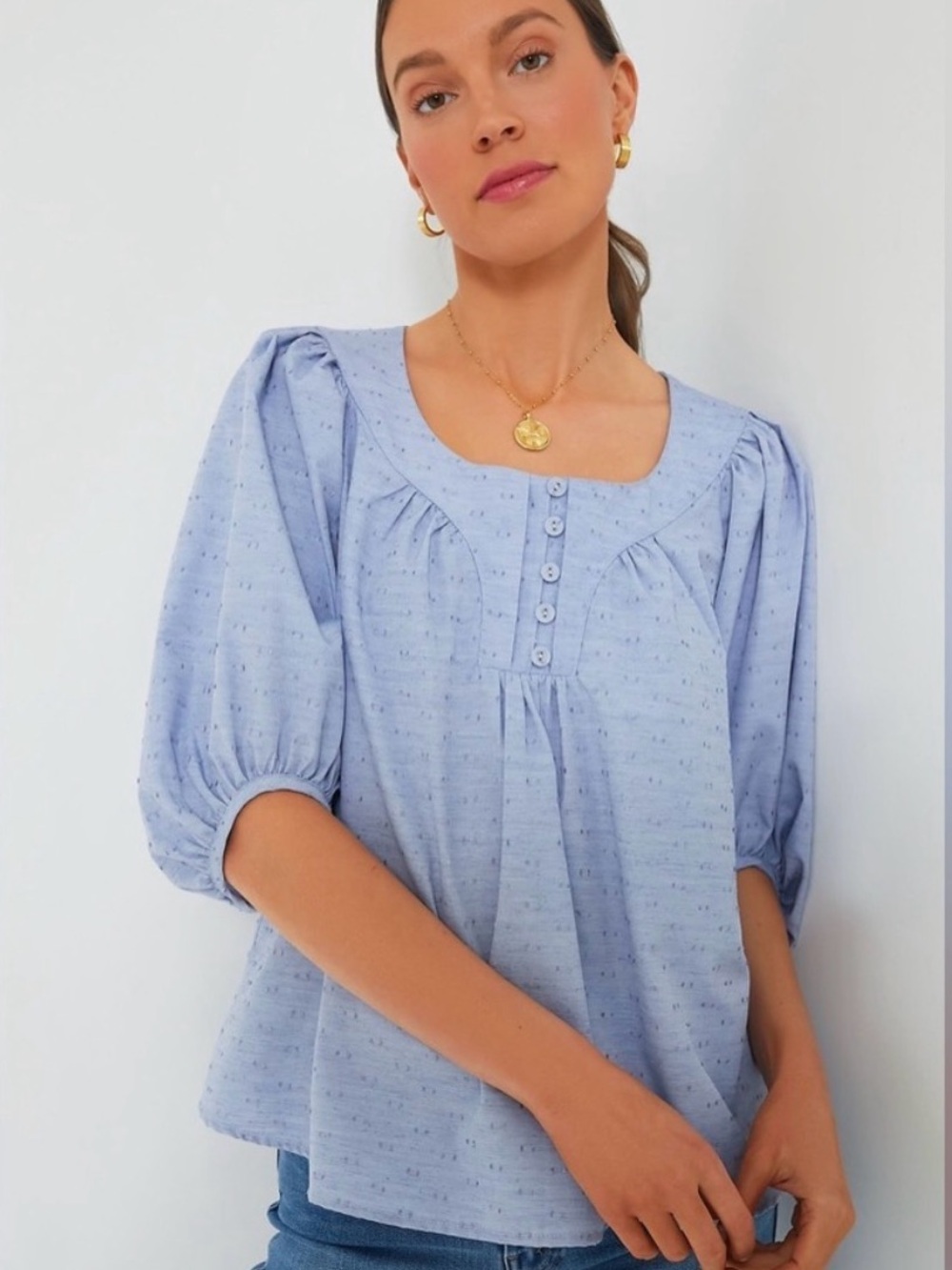 Tuckernuck Pomander Place Chambray Inara Blouse Size Small